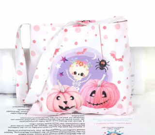 DIY-NÄHSET - Kleine Süßigkeiten Sammel-Tasche - Halloween - Spooky Boo - Pumpkin Parade - Pink - abby and me