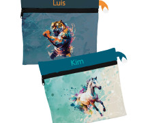 DIY-Nähset - 2 Wetbags - Softshell - Strong Tiger & Colorful Horse - Aqua/Mint