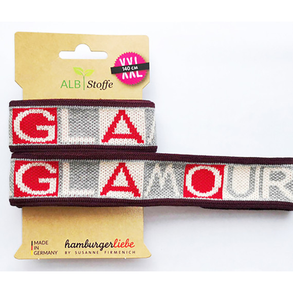 Jacquard-Streifenband - Stripe Me - Icon - GLOW - Glamour - Bordeaux - Hamburger  Liebe