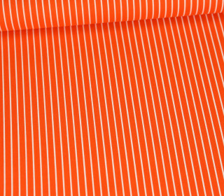 Baumwolle - Webware - Popelin - Bedruckt - Schmale Streifen - Orange