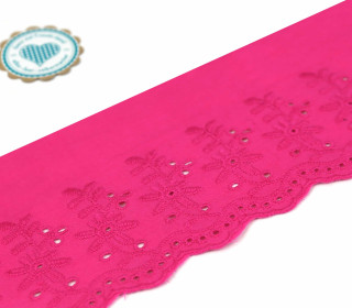 1m Spitzenborte - Bordüre - Stickerei - 90mm - Blumen - Pink