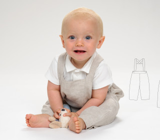 Kinder Baby Latzhose MAX mit Trägern Größen 68-122 Schnittmuster Ebook PDF von Patternforkids