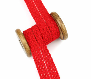 1 Meter Einfassband - Einfasstresse - Wolltresse - 32mm - Uni - Rot