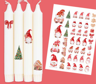 DIN A4 - Tattoofolie - Gracious Gnomes - für Kerzen / Keramik - Weihnachten
