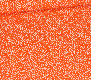 Baumwolle - Webware - Popelin - Bedruckt - Mini-Blätterzweige - Orange
