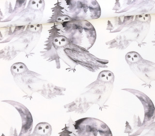 Sommersweat - Ecru - Bio Qualität - Black And White Collection - Observant Owls - abby and me 