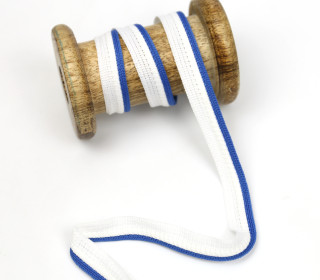 1 Meter Paspelband Duo - Doppelpaspelband - Weiß/Jeansblau