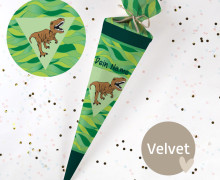 DIY-Nähset Schultüte - Dino - Grün - Abstrakte Blätter - Velvet - zum selber Nähen