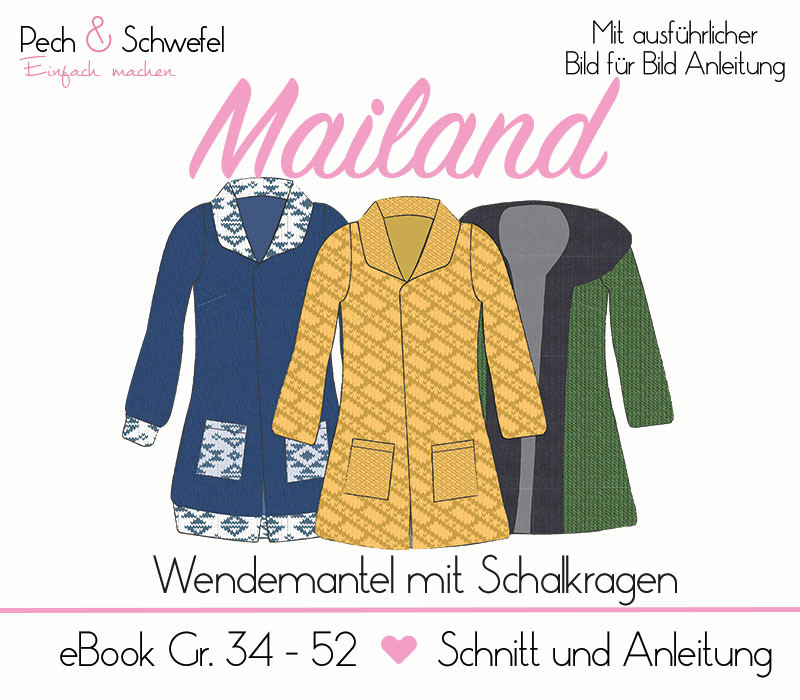 E-Book  Wendemantel „Mailand“ Damen Gr. 34 – 52 in A4 und A0 von Pech und Schwefel