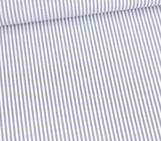 Baumwolle - Webware - Yarn Dyed Stripe - Weiß/Taubenblau