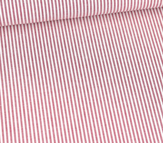 Baumwolle - Webware - Yarn Dyed Stripe - Weiß/Dunkelrot
