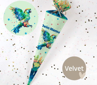 DIY-Nähset Schultüte - Colorful Parrot - Velvet - zum selber Nähen
