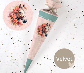 DIY-Nähset Schultüte - Flower Horse - Dots - Velvet - zum selber Nähen