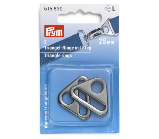 2 Triangel-Ringe mit Steg - Metall - 25mm - Prym - Anthrazit