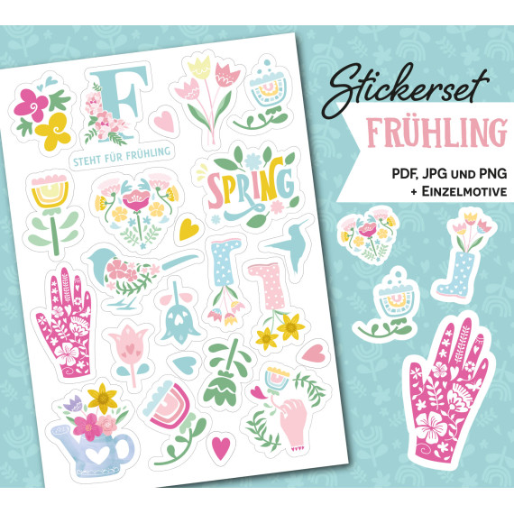 FREEBIE - Digitale Sticker - Frühling - zum Ausdrucken | Print & Cut