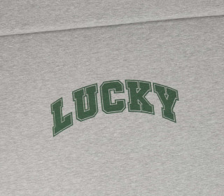 Sommersweat - Lucky - Schriftzug - Grün - Paneel - Grau Meliert - abby and me