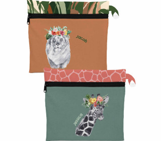 DIY-Nähset - 2 Wetbags - Softshell - Löwe und Giraffe - Blumen