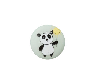 1 Polyesterknopf - Rund - 15mm - Öse - Kinder - Panda - Glanz - Pastellgrün