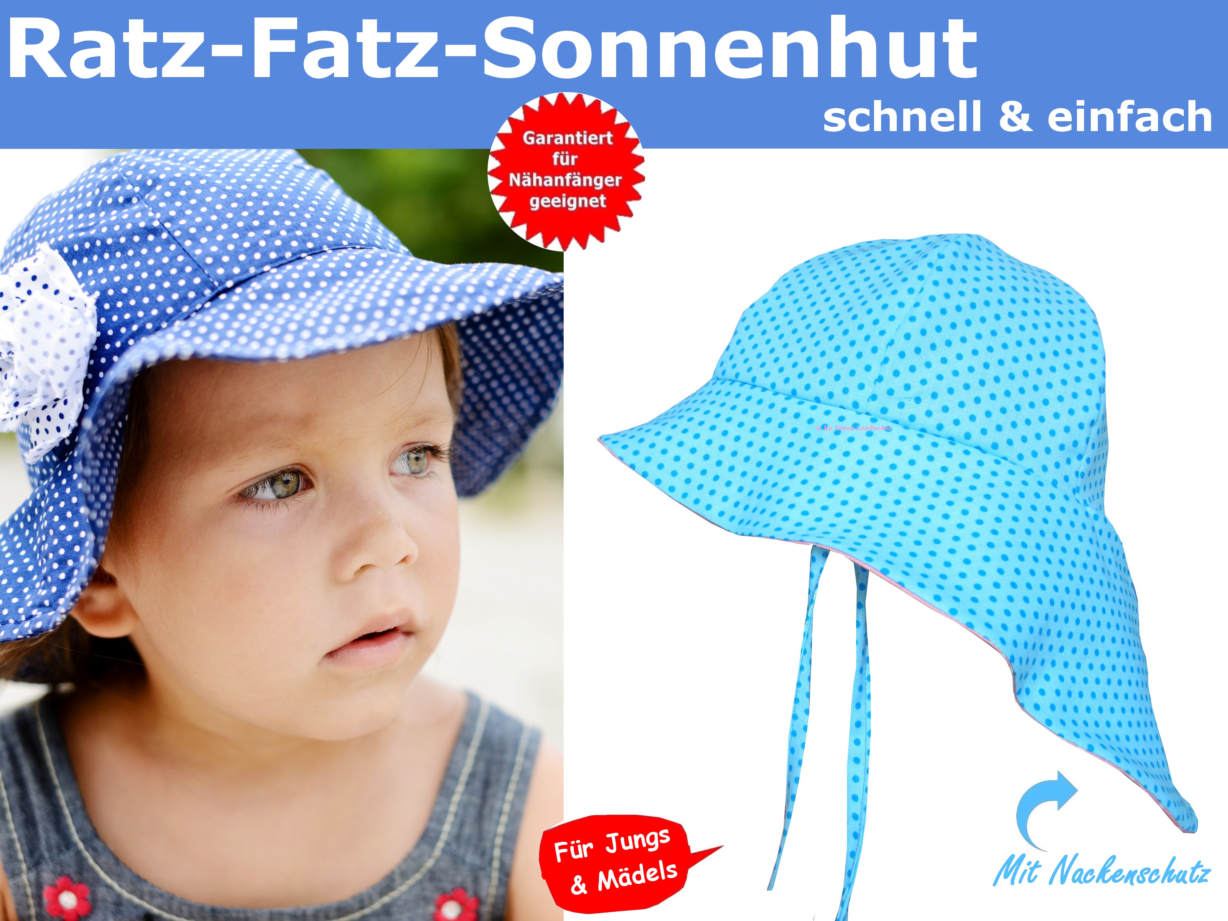 Schnittmuster Sommerhut/Sonnenhut - Für Babys und Kinder - inkl.  Nähanleitung