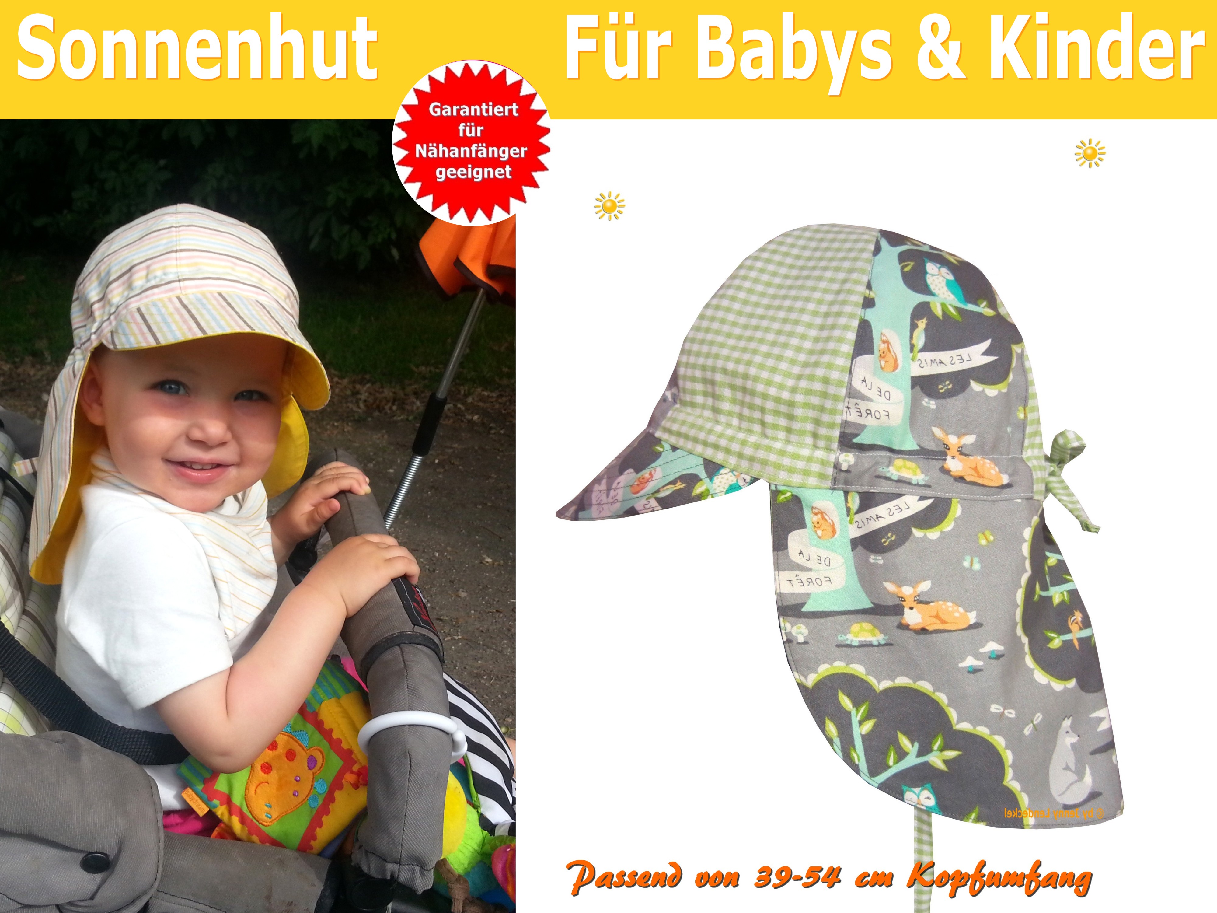 Schnittmuster Sommerhut Sonnenhut - für Babys & Kinder - inkl. Nähanleitung