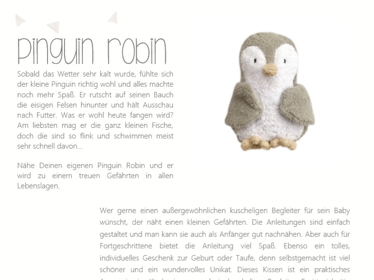 E-Book Pinguin Robin - Nähanleitung und Schnittmuster