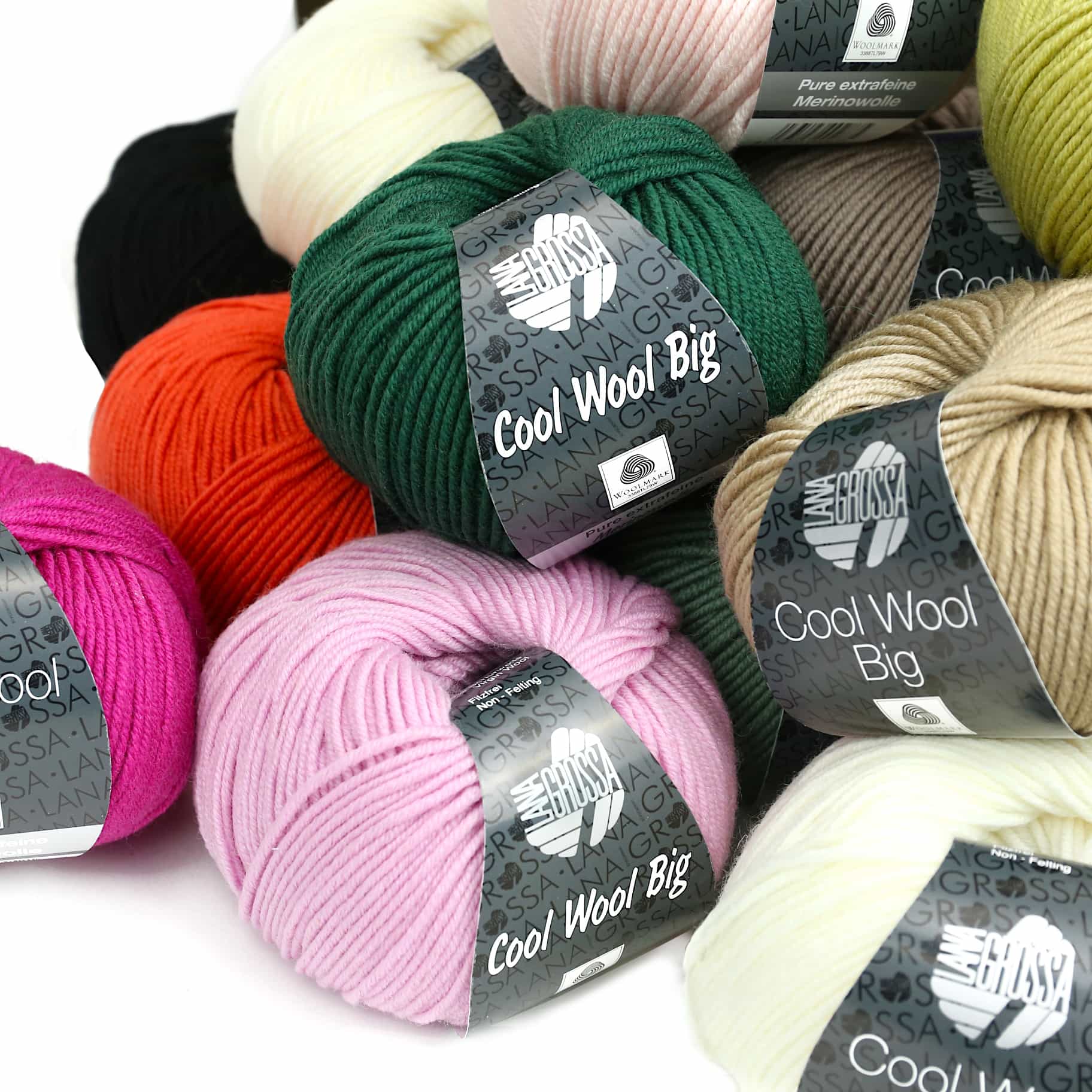 1 extrafeine Merinowolle - Cool Wool Big Melange - 120m - Lana Grossa -  Dunkelgrau (617)