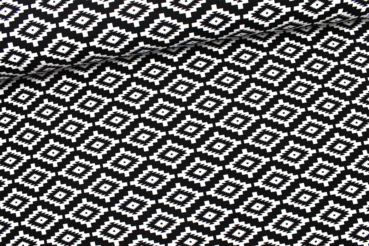 Jersey - geometrisches Muster - Schwarz/Weiß