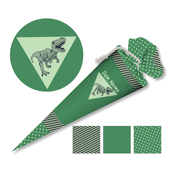 DIY-Nähset Schultüte - Dinosaurier grün - zum selber Nähen